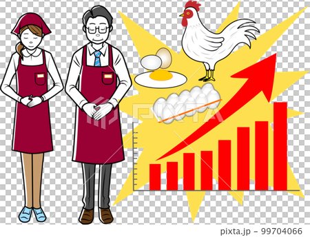 卵の価格高騰を説明する店員さん 99704066