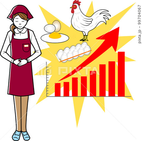 卵の価格高騰を説明する店員さん 99704067