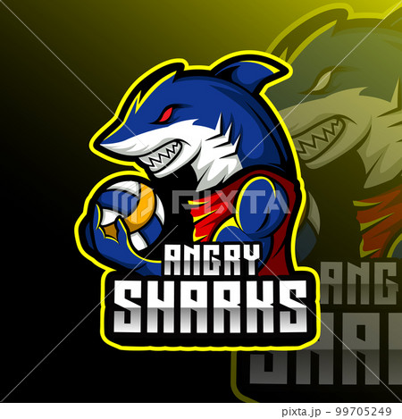 Angry Shark Volleyball Animal Team Badge 99705249