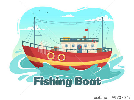 Fishing Boat Illustration with Fishermen Hunting Fish Using Ship for Web Banner or Landing Page in Flat Cartoon Hand Drawn Vector Templates Fishing Boat Illustration with Fishermen Hunting Fish Using Ship for Web Banner or Landing Page in Flat Cartoon Hand Drawn Vector Templates 99707077