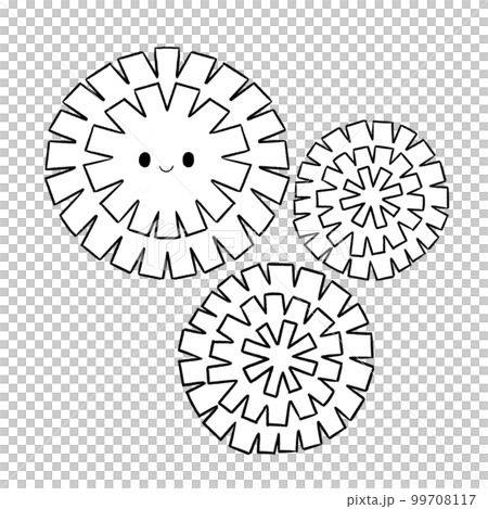 白黒　かわいい　たんぽぽイラスト 99708117