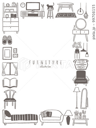家具　インテリアの線画イラスト 99708155