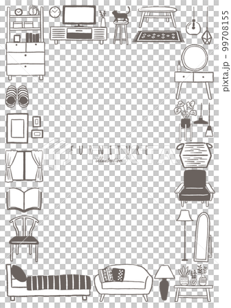 家具　インテリアの線画イラスト 99708155