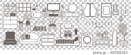 Furniture interior line drawing illustration banner Furniture interior line drawing illustration banner 99708161