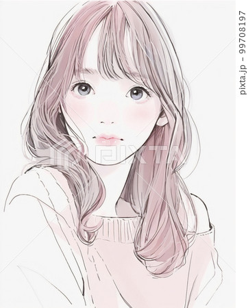 若い女性の水彩画イラスト「AI生成画像」のイラスト素材 [99708197