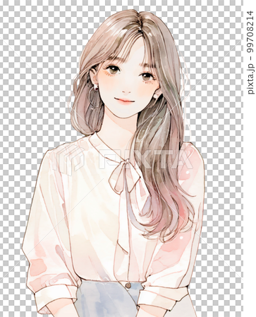 Watercolor illustration of a young woman "AI-generated image" 99708214