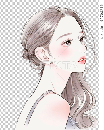 若い女性の水彩画イラスト「AI生成画像」のイラスト素材 [99708216
