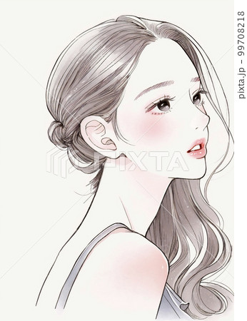 若い女性の水彩画イラスト「AI生成画像」のイラスト素材 [99708218