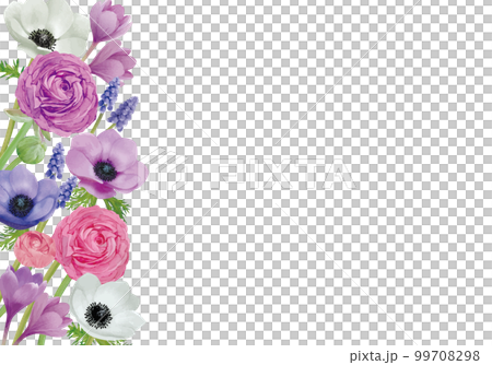 水彩で描いたアネモネやラナンキュラスの背景 99708298
