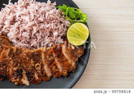 spicy grilled Jamaican jerk chicken with rice spicy grilled Jamaican jerk chicken with rice 99708818