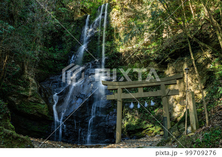 速開都比売神社（はやあきつひめじんじゃ）　奥の宮　鳥居と滝 99709276