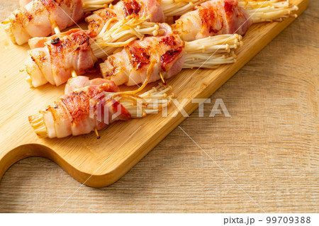 Bacon Wrapped Golden Needle Mushroom Bacon Wrapped Golden Needle Mushroom 99709388