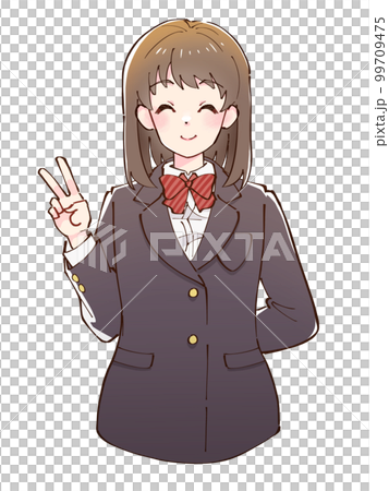 Female student wearing a blazer uniform 25 Female student wearing a blazer uniform 25 99709475