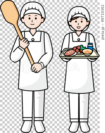 給食調理員の男性と女性 99710362