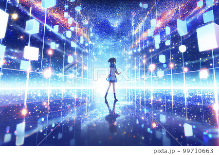 イメージ素材:近未来的な抽象グリッター背景 99710663