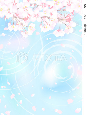 桜の枝と幻想的な水面 光、水紋 桜の枝と幻想的な水面 光、水紋 99711199