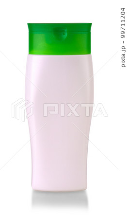 White blank plastic bottles with green lid isolated on white background 99711204