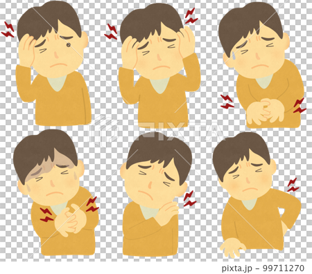 A set of men who feel pain in the body A set of men who feel pain in the body 99711270
