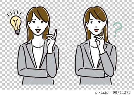 疑問解決　はてな　電球　女性ビジネスパーソン 99711273