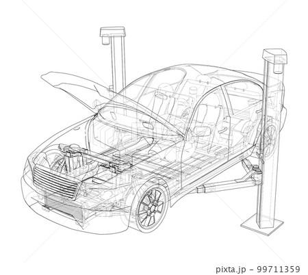 Car lift stand tower with car 99711359