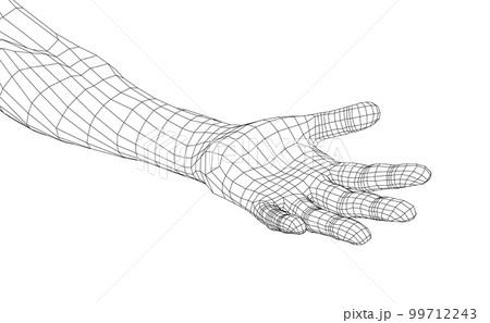 Open palm hand gesture of male hand 99712243