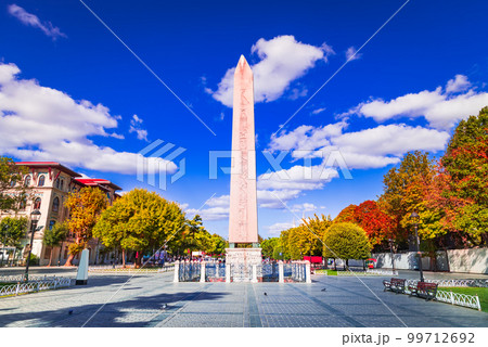 Istanbul, Turkey. Obelisk of Theodosius, egyptian heritage in Sultanahmet downtown. Istanbul, Turkey. Obelisk of Theodosius, egyptian heritage in Sultanahmet downtown. 99712692