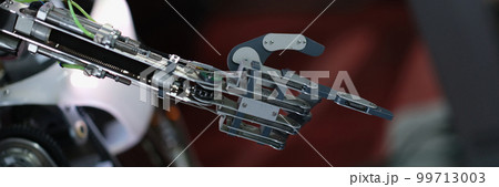 Robot hand pointing with index finger and touching gesture 99713003