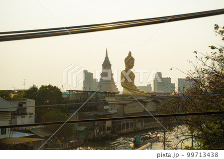 landscape of big buddha in the city large Buddha statue in Bangkok (Wat Pak Nam Phasi Charoen) Thailand landscape of big buddha in the city large Buddha statue in Bangkok (Wat Pak Nam Phasi Charoen) Thailand 99713438