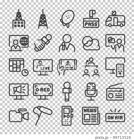 tv broadcast media icon set 99713528