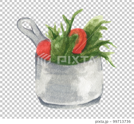 Watercolor painting of morning breakfast. Hand drawn food design element. 99713736