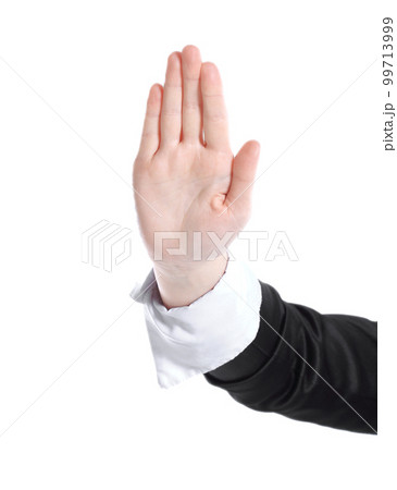 hand business woman showing stop gesture .isolated on white 99713999