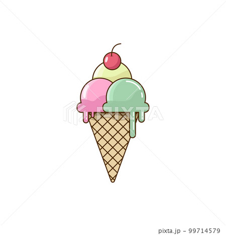 Ice cream pastel cartoon color style for summer isolated on white background. Vector illustration 99714579