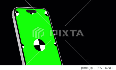 Animation of moving smartphone mockups. Background with Alpha channel for chroma key on the smartphone green screen. Computer generated image. Easy customizable. 99716781