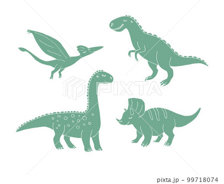 Vector set bundle of different green dinosaur 99718074