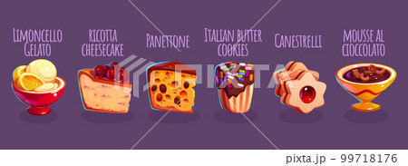 Italian desserts and pastry, cake, cookies 99718176