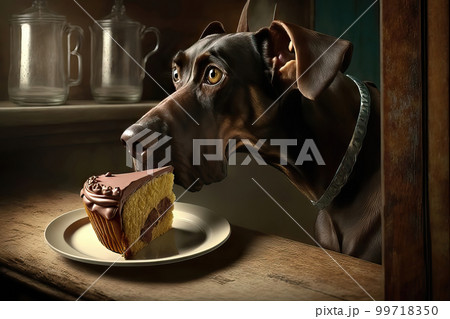 AI generated doberman pinscher  in dog friendly restaurant 99718350