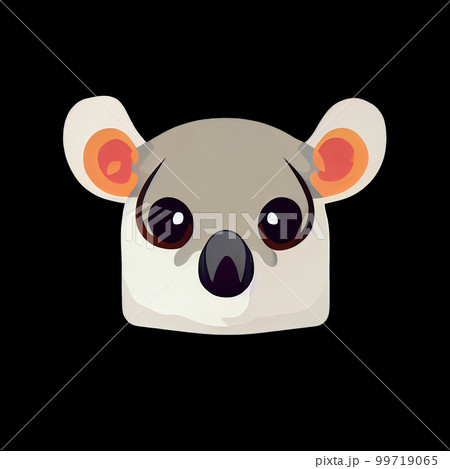 Koala head sticker on black background. Cute cartoon animal illustration. AI-generated 99719065