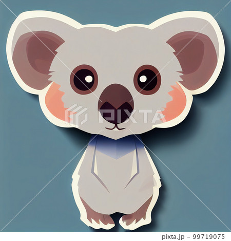 Gray koala in full growth sticker. Cute cartoon character illustration. AI-generated Gray koala in full growth sticker. Cute cartoon character illustration. AI-generated 99719075
