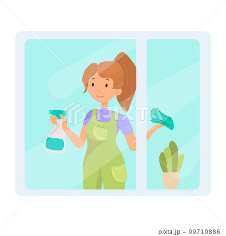 Cleaning window flat icon. Colored vector element from cleaning lady collection. Creative Cleaning window icon for web design, templates and infographics. 99719886