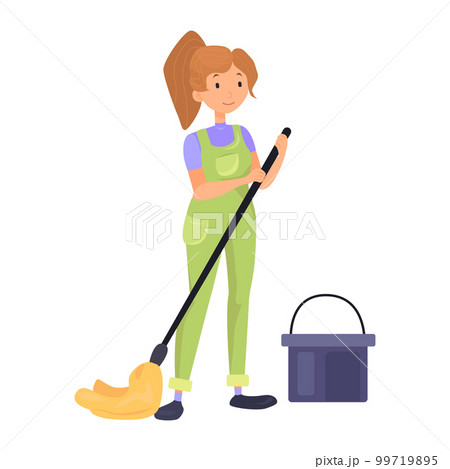 Housecleaning flat icon. Colored vector element from cleaning lady collection. Creative Housecleaning icon for web design, templates and infographics. 99719895