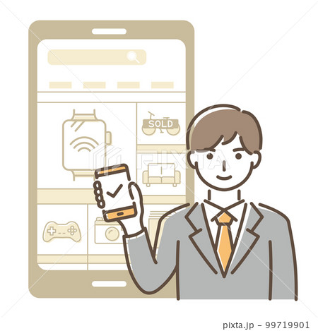 スマホアプリで買い物をする男性 99719901