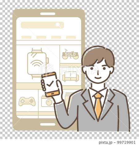 スマホアプリで買い物をする男性 99719901