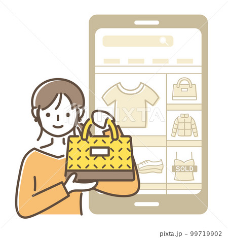 スマホアプリで買い物をする女性 99719902