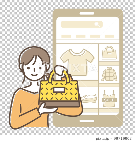 スマホアプリで買い物をする女性 99719902