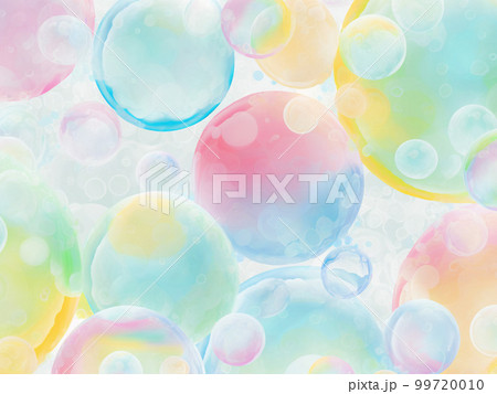 水彩風シャボン玉のイラスト背景素材 99720010