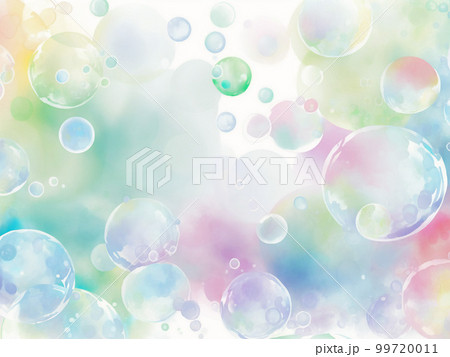 水彩風シャボン玉のイラスト背景素材 99720011