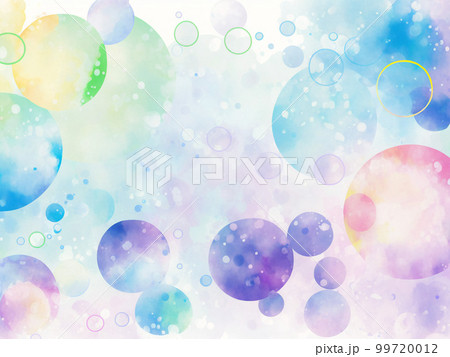 水彩風シャボン玉のイラスト背景素材 99720012