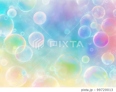 水彩風シャボン玉のイラスト背景素材 99720013