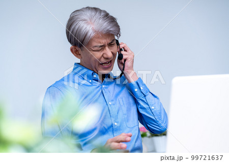 オンライン会議で不満なミドルの男性 オンライン会議で不満なミドルの男性 99721637