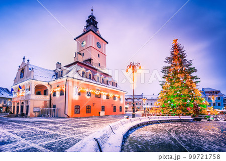 Brasov, Romania. Christmas Tree, Main Square, beautiful city in Transilvania. Brasov, Romania. Christmas Tree, Main Square, beautiful city in Transilvania. 99721758